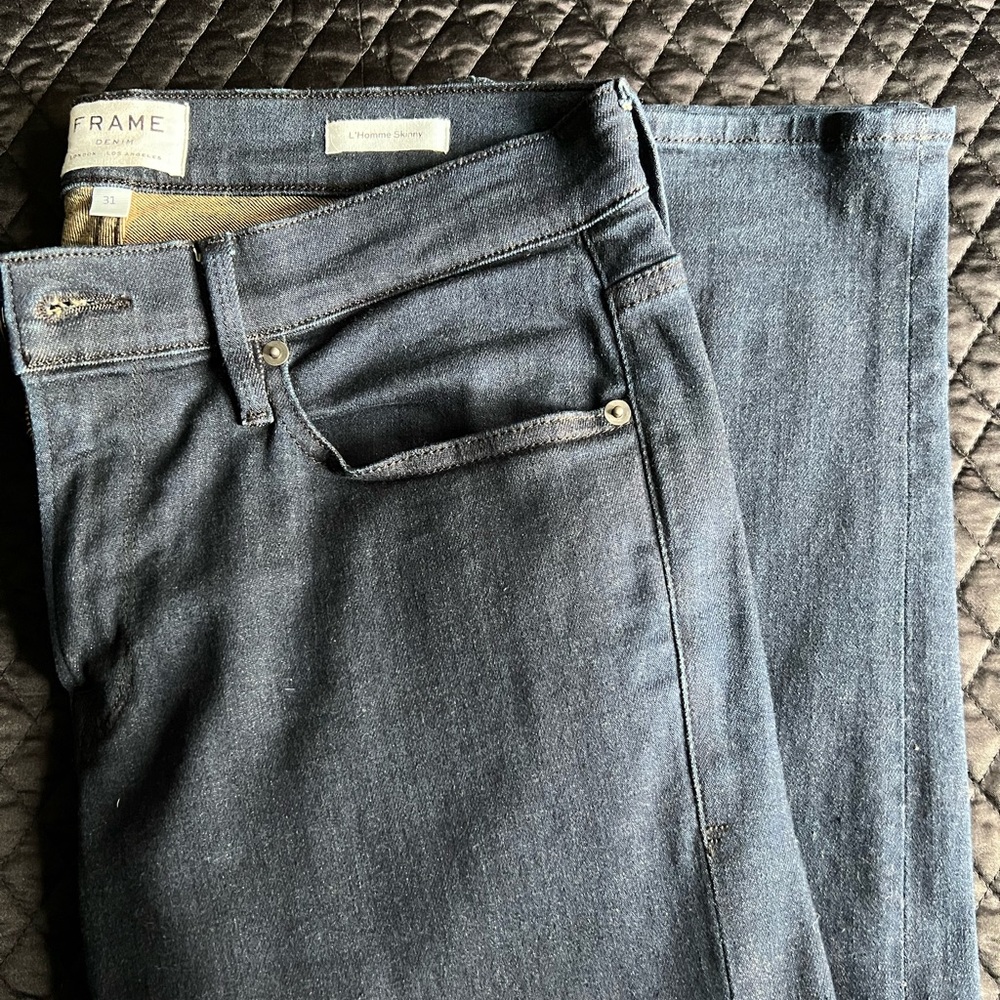 FRAME, L’Homme Skinny Fit Jeans, Size 31, Blue.
